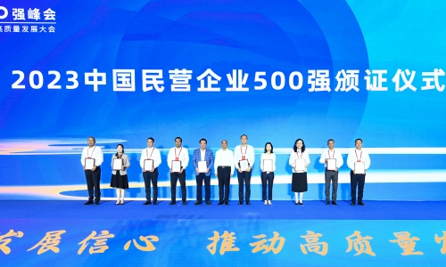 上升20位！3377体育全网位列2023中国民营企业500强第55位！